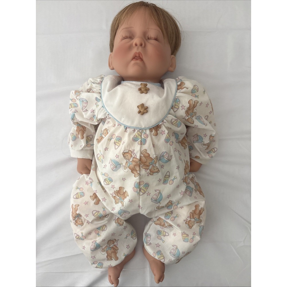 Vintage Lee Middleton Cherish Sleeping Angel 19" Realistic Baby Doll Signed
